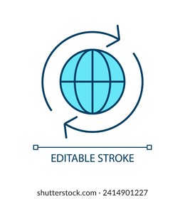 Global connectivity RGB color icon. Across the world. International cooperation. Worldwide business. Internet connection. Isolated vector illustration. Simple filled line drawing. Editable stroke