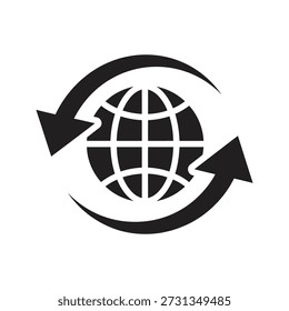 global connectivity trade arrows vector icon world logistics circulation exchange system international network distribution cycle business movement planet earth icon