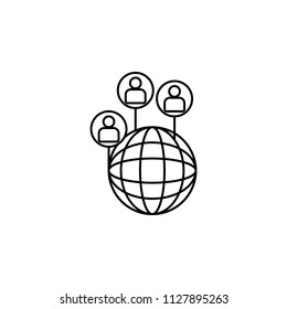 global contacts icon. Element of sosial media network icon for mobile concept and web apps. Thin line global contacts on white background