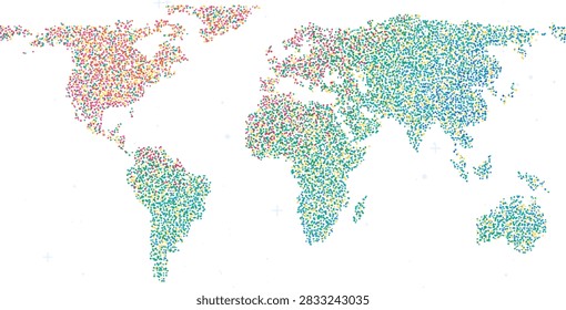 Global Continents Rendered as Impressionist Bloom pointillist brush strokes with optical color mixing in Matisse Jazz Pointillist Frosty Blue for Serene Wall Art Poster Print and Modern Home Office