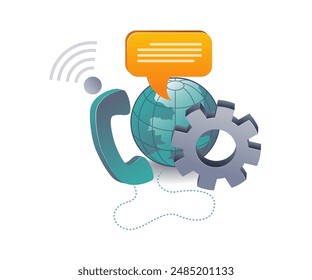 Conversaciones globales por teléfono ilustración plana