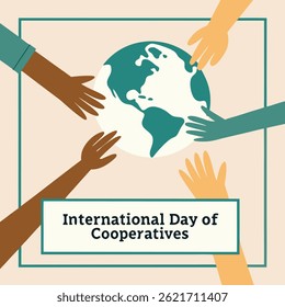 Harmonia de Cooperação Global: retrata diversas mãos estendendo-se para abraçar a Terra, simbolizando unidade, colaboração e uma visão compartilhada para um futuro sustentável.