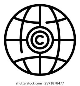 Vector de esquema de icono de copyright global. Propiedad de la ley. Protección jurídica