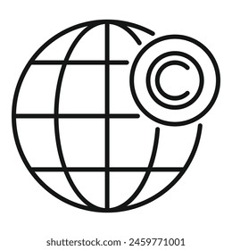 Global copyright law icon outline vector. Brand protect. Sign license modern