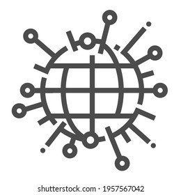 Global, corona virus, square line vector icon.
