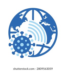 Global coronavirus pandemic impact vector illustration with coronavirus pandemic outbreak pathogen infection transmission communication