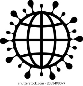 Global coronavirus vector illustration. Flat illustration iconic design of global coronavirus, isolated on a white background.