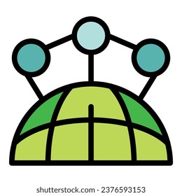Global courage icon outline vector. Business career. Hero skill color flat