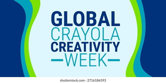 GLOBAL CRAYOLA CREATIVITY WEEK Hintergrund, Banner, Karte oder Poster Design-Vorlage wird jedes Jahr im Januar beobachtet, um das Bewusstsein für die Mission zu erhöhen. Vektorgrafik.