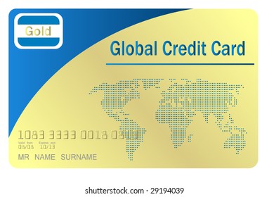 Global credit card, vector