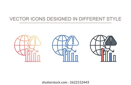 Globale Krisen-Symboldesign auf weißem Hintergrund - Stockgrafik