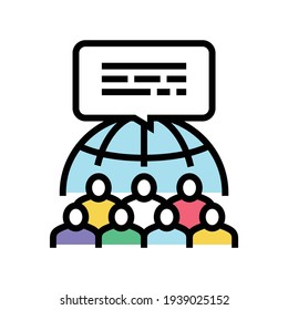 vector de icono de crowdsourcing global. señal global de colaboración colectiva. ilustración de símbolo aislado
