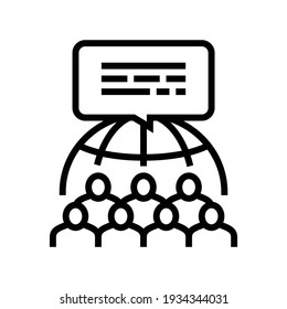 global crowdsoursing line icon vector. global crowdsoursing sign. isolated contour symbol black illustration