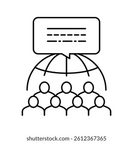 global crowdsoursing line icon vector. global crowdsoursing sign. isolated contour symbol black illustration