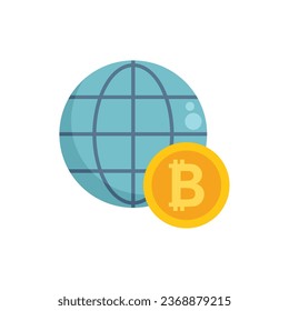 Global cryptocurrency icon flat vector. Crypto money. Financial marketing isolated