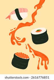 Global Cuisine Sushi Food Illustration