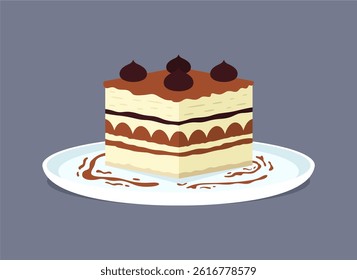 Global Cuisine Tiramisu Dish Illustration