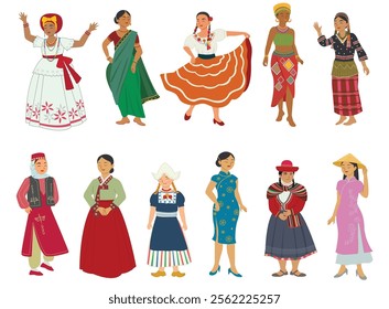 Global culture. Diversity. Traditional wear.