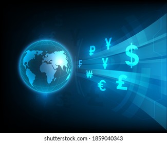 Global currency exchange network symbol concept illustration