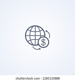 Global currency exchange, vector best gray line icon on white background, EPS 10