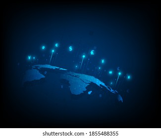 Global Currency Exchange World Map Konzept Business Elemente Illustration