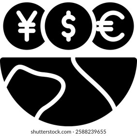 Global Currency Icon Glyph Vector Illustration