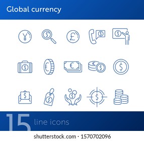 Global currency icon set. Dollar, cash, tax. Finances concept. Can be used for topics like converting money, trade, economy