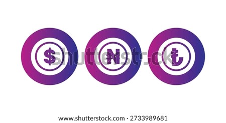 Global Currency Icon Set - US Dollar, Nigerian Naira, and Turkish Lira