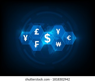 Global currency network of finance and exchange businesses illustration eps10 vector