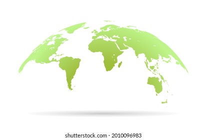 Global curved World map. Green Earth Planet background vector illustration.