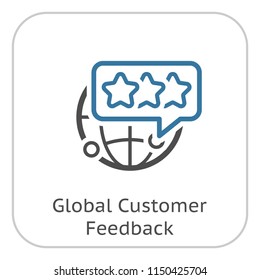 Global Customer Feedback Line Icon. Client Satisfaction symbol. Customer Relationship Management. Isolated UI element.