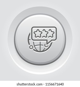 Global Customer Feedback Line Icon. Client Satisfaction symbol. Customer Relationship Management. Isolated UI element.