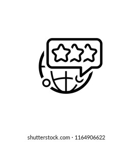 Global Customer Feedback Line Icon. Client Satisfaction symbol. Customer Relationship Management. Isolated UI element.