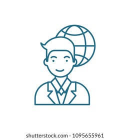 Global customers linear icon concept. Global customers line vector sign, symbol, illustration.