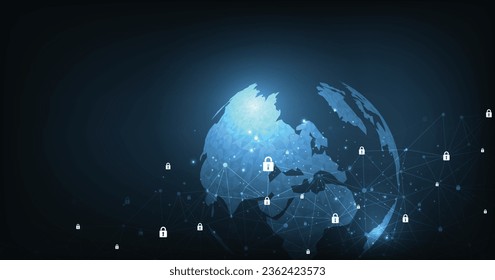 Global cyber security connection concept. World map point and line composition concept of the global cyber security business. Vector Illustration.