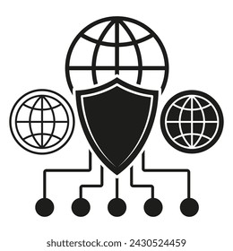 Global cybersecurity network. Shielded connections. Vector illustration. EPS 10.