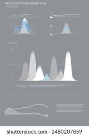 Global data charts in color. Finance elements charts.