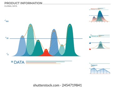 Global data charts in color. Vector elements charts.