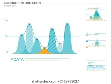 Global data charts in color. Vector elements charts.