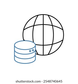 global data concept line icon. Simple element illustration. global data concept outline symbol design.