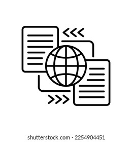 Icono de línea de intercambio de datos global