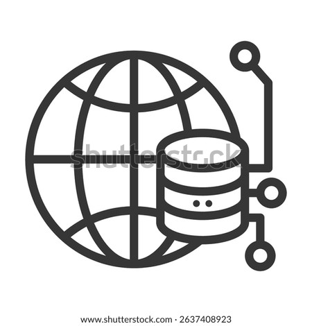 Global Data Icon Lineal Style Vector Illustration