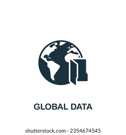 Global data icon. Monochrome simple sign from data analytics collection. Global data icon for logo, templates, web design and infographics.