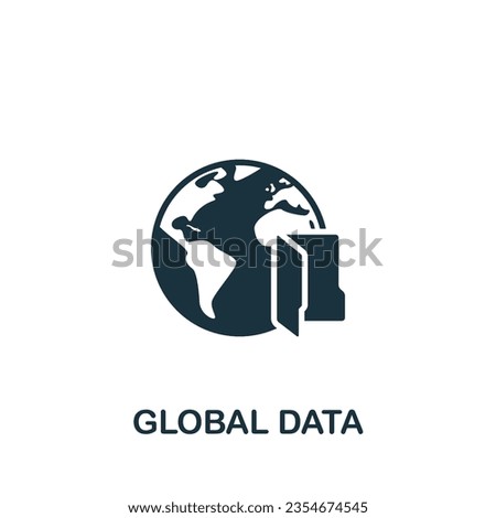Global data icon. Monochrome simple sign from data analytics collection. Global data icon for logo, templates, web design and infographics.