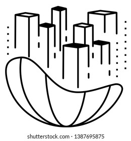 Global data icon in outline style on white background