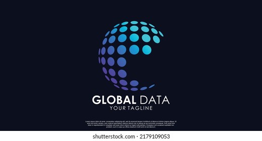Global data logo design Premium Vector