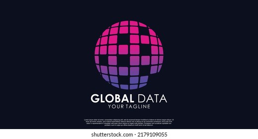 Global data logo design Premium Vector