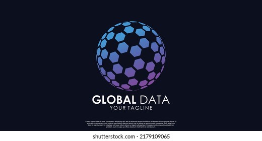 Global data logo design Premium Vector