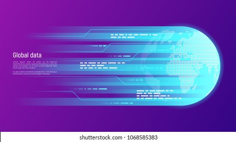 Global data, network and information technology vector concept. Global swatches.