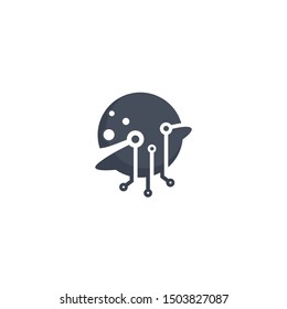 Global Data Planet Logo design vector template Negative space style. World universe internet web storage technology Logotype concept icon
